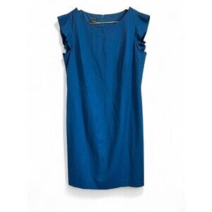 Talbots Women 16 Sheath Dress Italian Flannel Wool Flutter Sleeve Minimalist